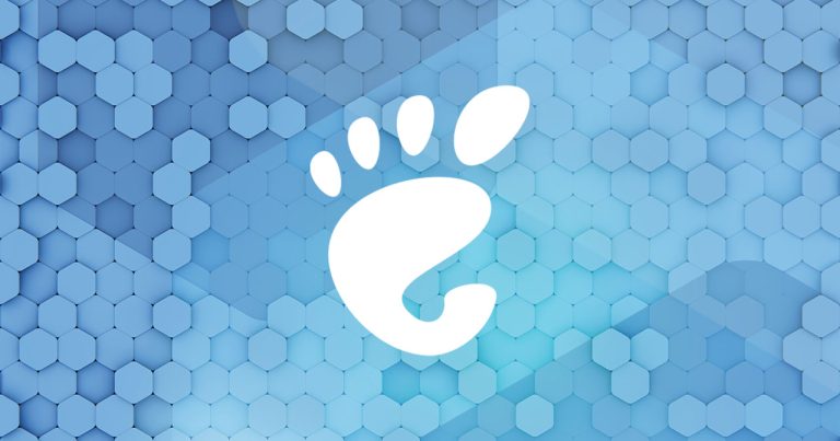 gnome foot logo in white on a blue background