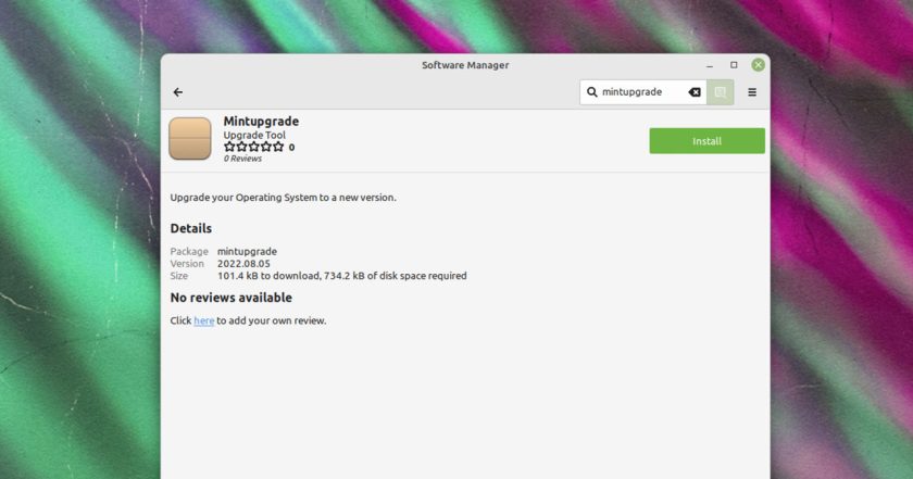 linux mint 21 upgrade tool in the Mint Software Manager app