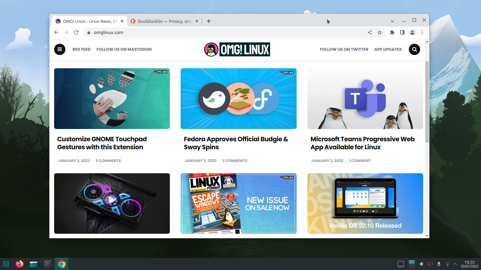 A screenshot of Google Chrome browser on the Manjaro Linux desktop