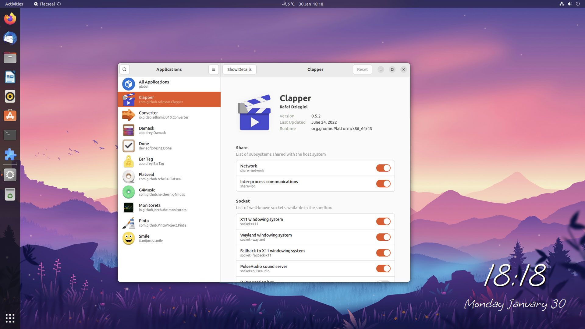 screenshot of Flatseal app for managing flatpak permissions on linux desktops