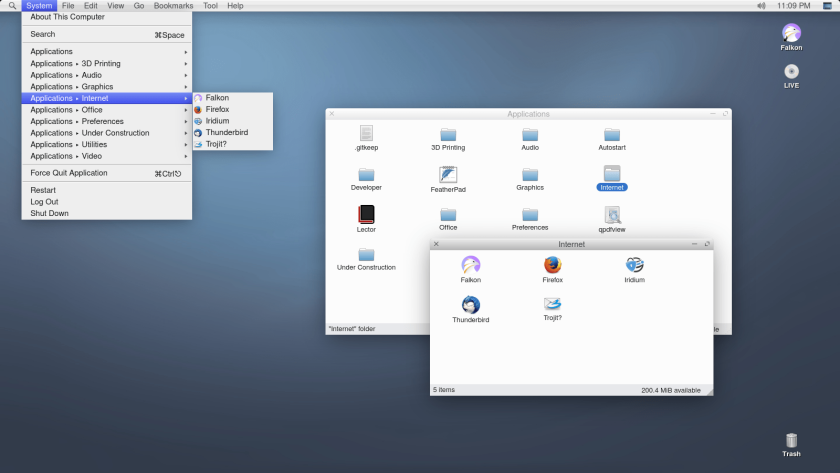 Filer file manager screenshot on helloSystem 0.8