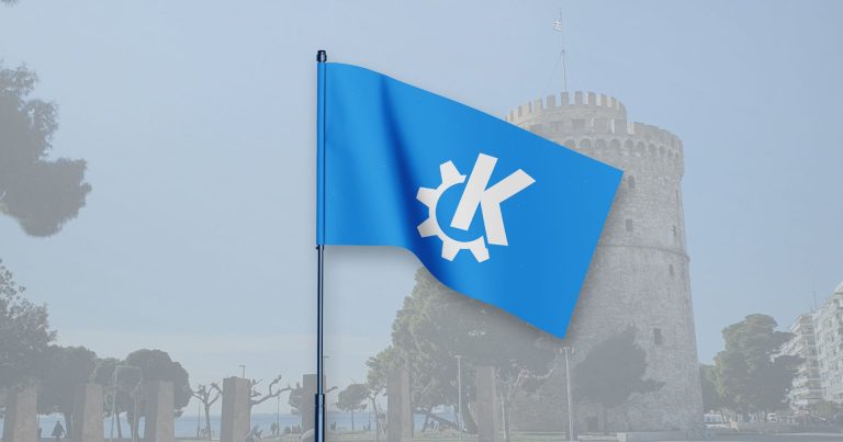 the greek city of Thessaloniki with a giant kde flag pasted on top