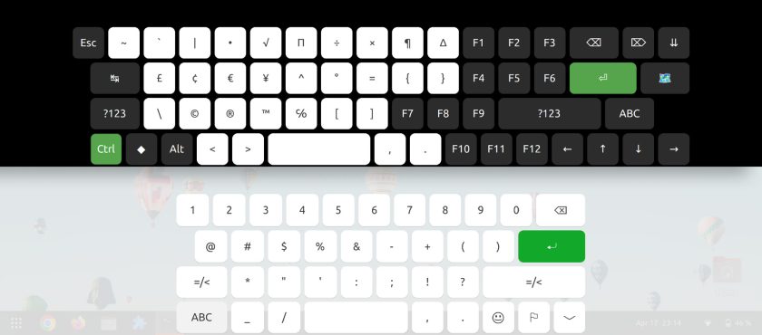 screenshot showing the improved OSK gnome extension against the standard gnome shell on screen keyboard